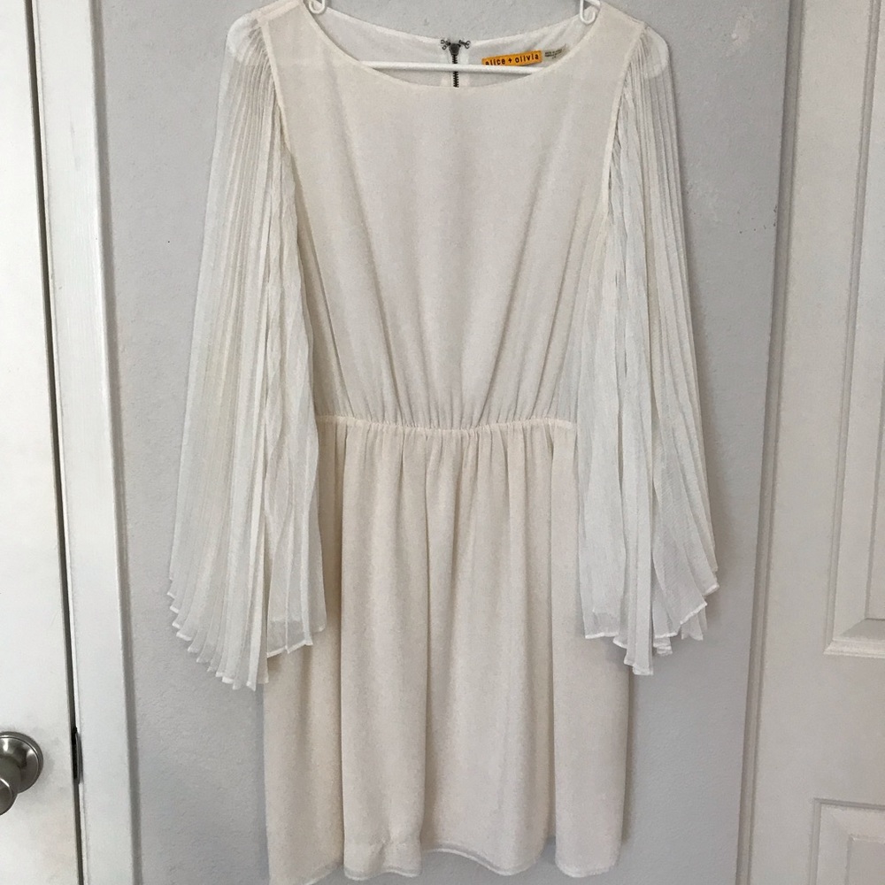 Alice + Olivia Pleated Flutter Sleeve Dress